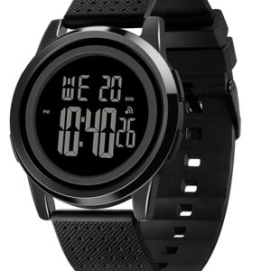 Mens Watch Ultra-Thin Digital Sports Watch Waterproof Stainless Steel Fashion Wrist Watch for Men